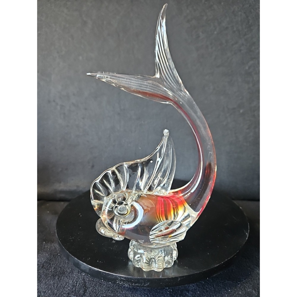 MURANO VINTAGE GLASS FISH SCULPTURE MADE IN ITALY